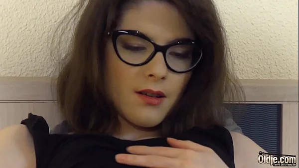 beauty with glasses fucked hardcore by grandpa