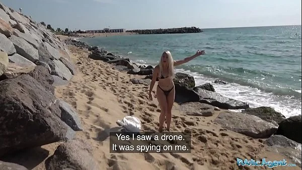 Public Agent Blonde Liz Rainbow fucked on the beach in a bikini