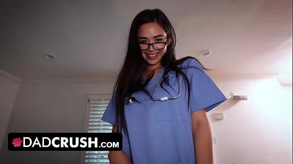 DadCrush - Cute Nurse Stepdaughter Scarlett Alexis Tests How Long Stepdad Can Last Without Cummming