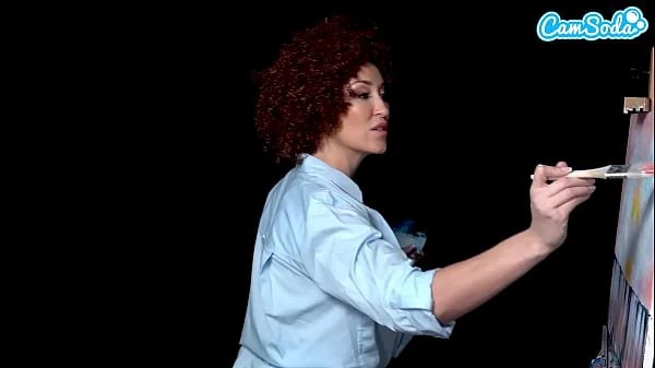 Big Tits MILF Ryan Keely Cosplay As Bob Ross Gets Horny During Painting Tutorial