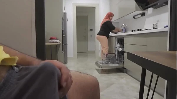 Religious Arab Stepmom Caught Stepson jerking off then Gets Her Tight Ass Fucked.