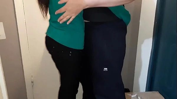 I paid the courier girl with hot sex with dirty talk - Lesbian Illusion Girls
