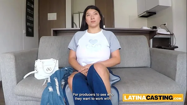 HUGE TITS Thick Latina Tit Fuck and Deepthroat in Fake Job Casting