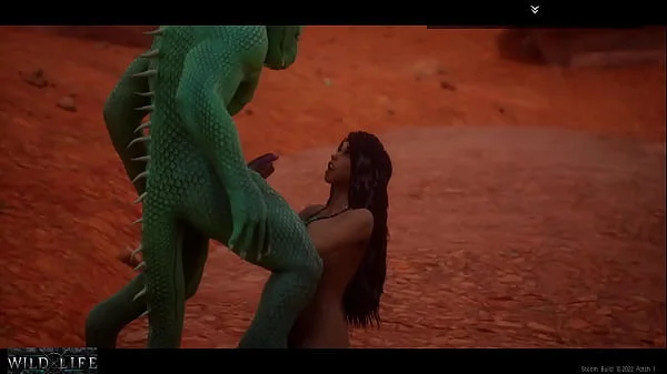 A girl is fucked by a lizard with two cocks - Wild Life