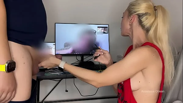 I show to my stepmom my husband’s cock close to webcamera, she is considering watching and we discuss how it looks like. CFNM.