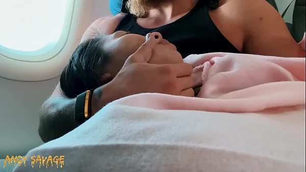 PUBLIC fingering asian on an airplane MILE HIGH CLUB