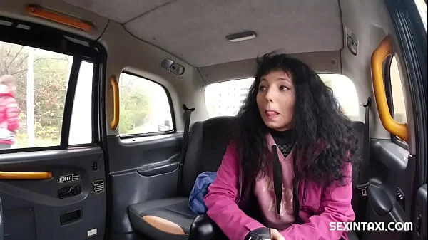 Sexy student pays for the taxi ride with a hot cock ride