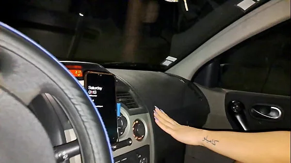 Horny Housewife Fucks the Delivery Guy Outdoor in His Car at Night