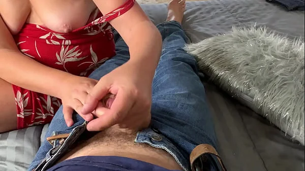 POV stepsister lost a bet and had to jerk me off