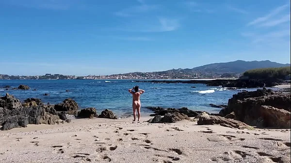 Curvy Nudist with Hairy Pussy on the Beach