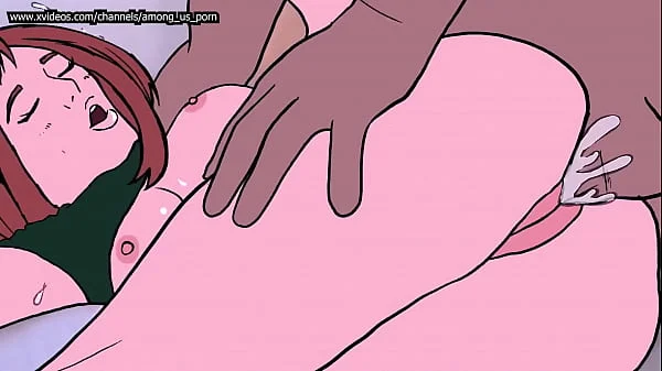 Hombre con verga enorme llena de leche el coño de Uraraka y ella bota leche por las tetas (cosplay de my hero academia) bucle