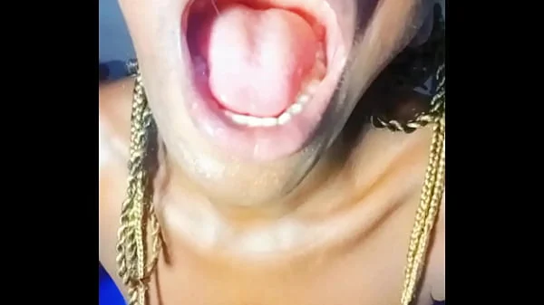 African teen shows of her phat cock sucking lips and Beautiful mouth and drinks cum