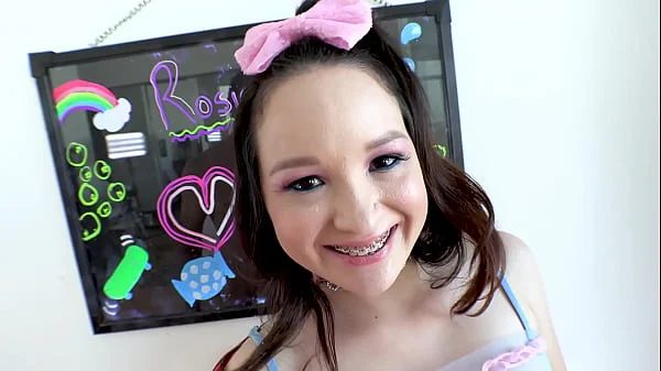 ROSIE RICHES First Timer Cutie 18 YO Braces Cutie Fucked by Huge Cock POV and Huge Load Cum Swallow - WoW! A