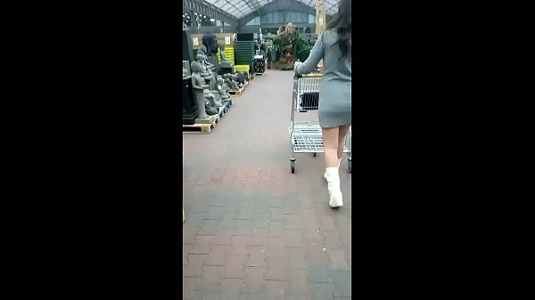 Flashing my pussy and ass in a store