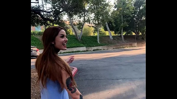 Tattooed Skater Girl Vanessa Vega in Skateboarding and Squirting in Public