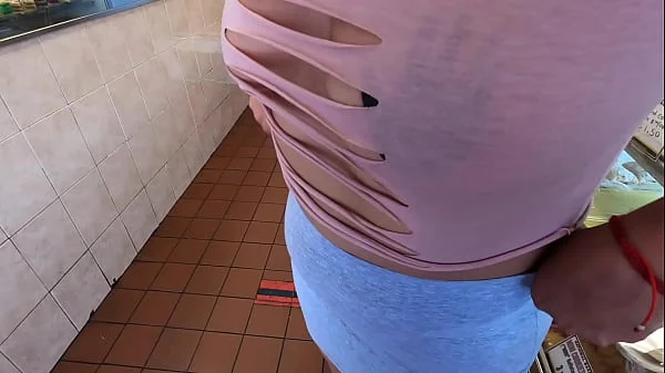 Wife with pasties cut up shirt and no bra in public