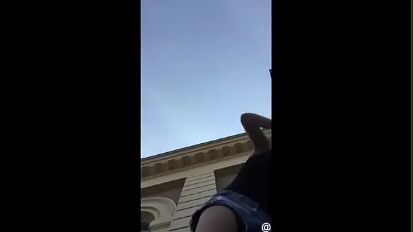 busty teen girl strip naked in public city square