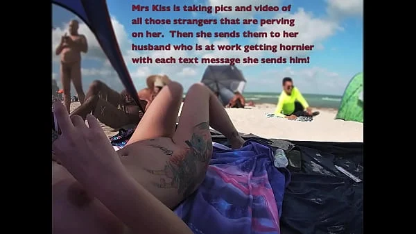 Exhibitionist Wife 511 - Mrs Kiss gives us her NUDE BEACH POV view of a VOYEUR JERKING OFF in front of her and several other men watching!