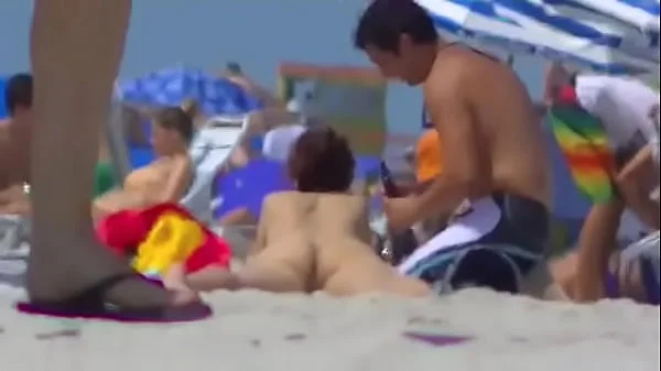 Exhibitionist Wife 69 - Lana goes TOPLESS with 38DD TITS and PUSSY FLASHING on a PUBLIC BEACH while chatting on the phone with her husband!