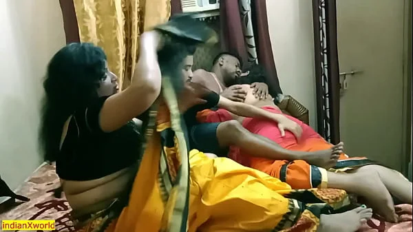 Indian Bhabhi shared her with us!! Best hindi hardcore group sex