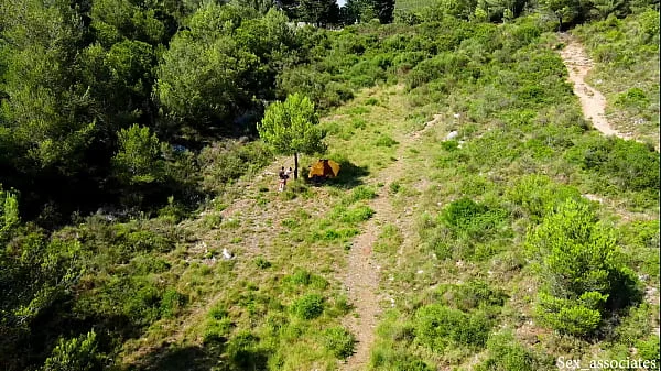 Drone catches young couple fucking outdoors